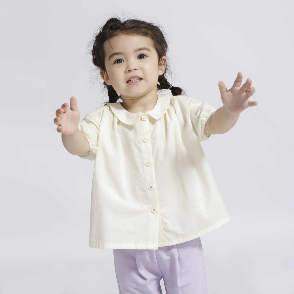 Jacquard Casual Shirt For Baby Girl 66 | 6-9M Light Yellow 66 | 6-9M,33,58.6,9.5, Image