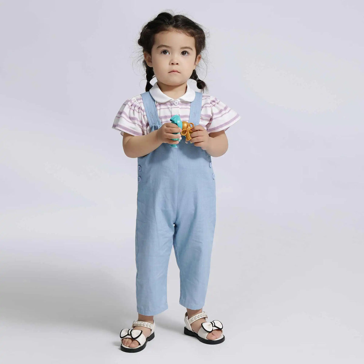 Striped Casual Polo Shirt For Baby Girl 80 | 12-18M Purple Stripes 80 | 12-18M,35.5,59,10, Image