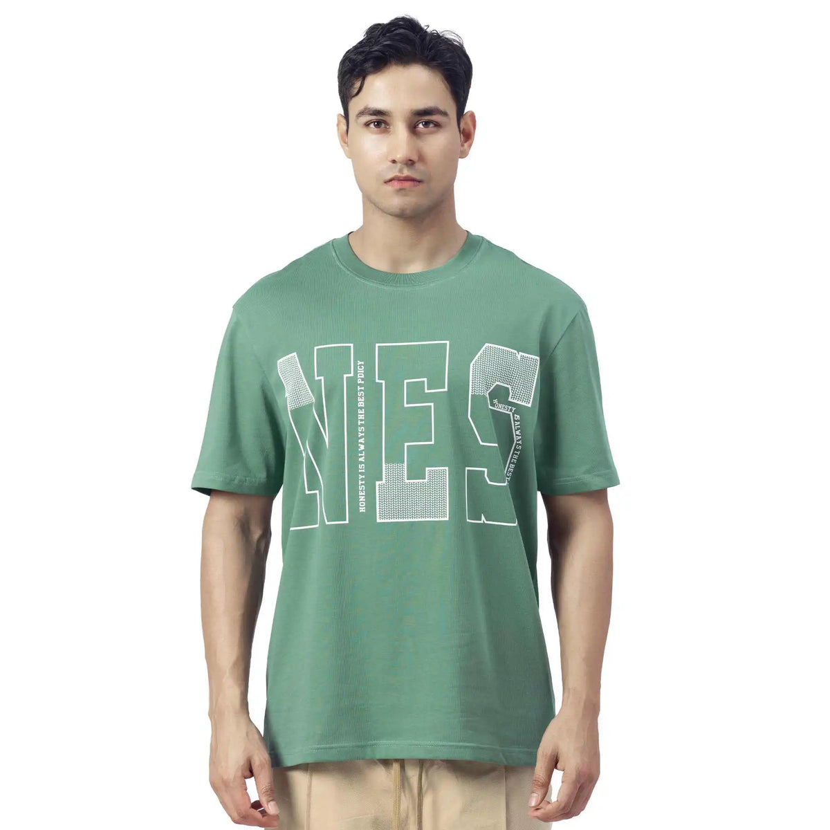 Printed Causal T.Shirt For Men S Gray Green S,68,100,21, Image