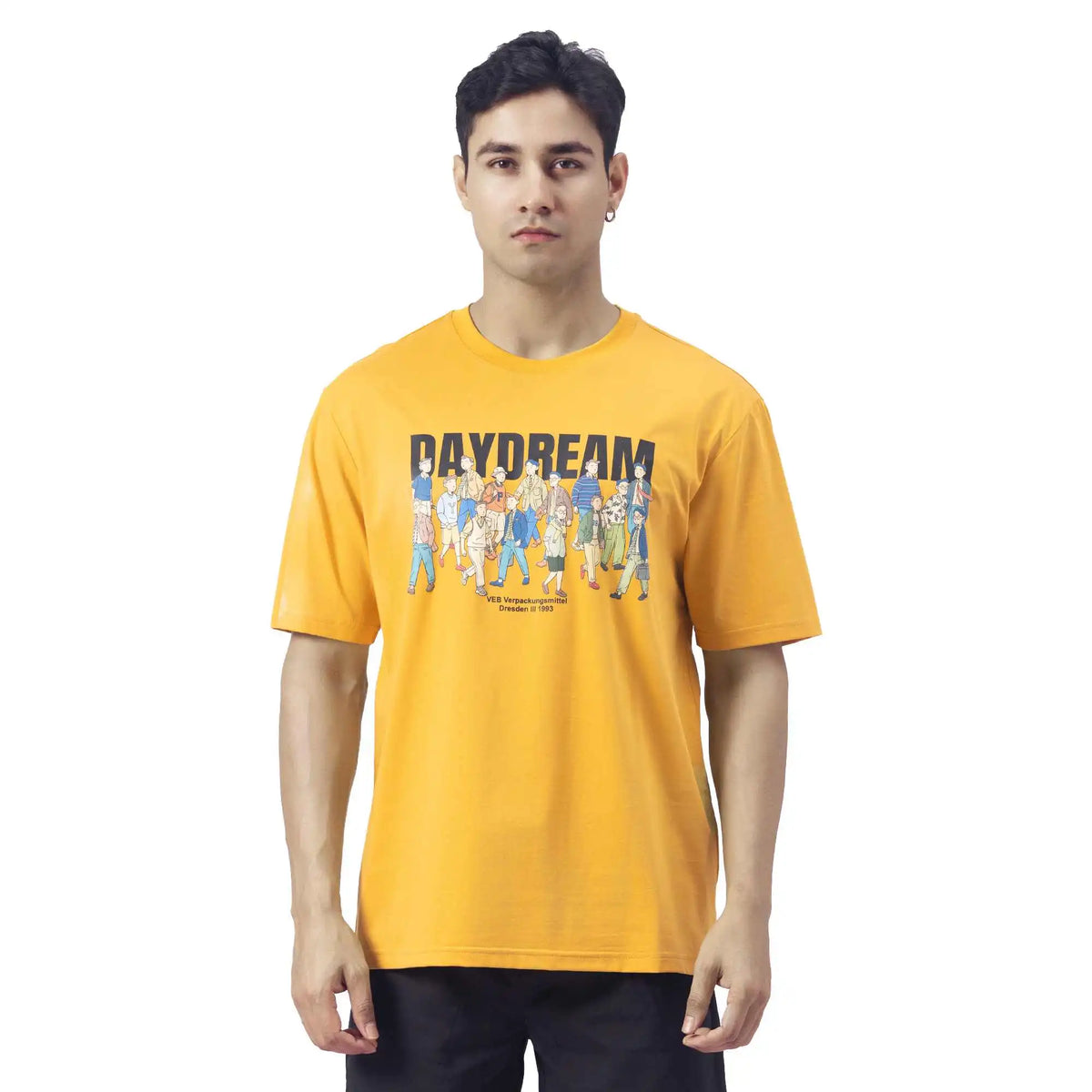 Printed Causal T.Shirt For Men S Yellow S,68,100,22.5, Image