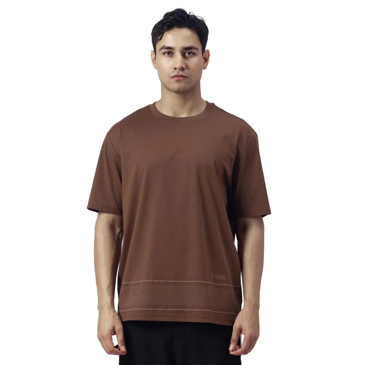 Printed Causal T.Shirt For Men M Brown M,70,104,23.5, Image