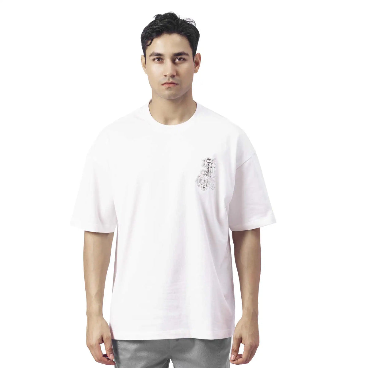 Embroidery Causal T.Shirt For Men S White S,73,112,21.5, Image