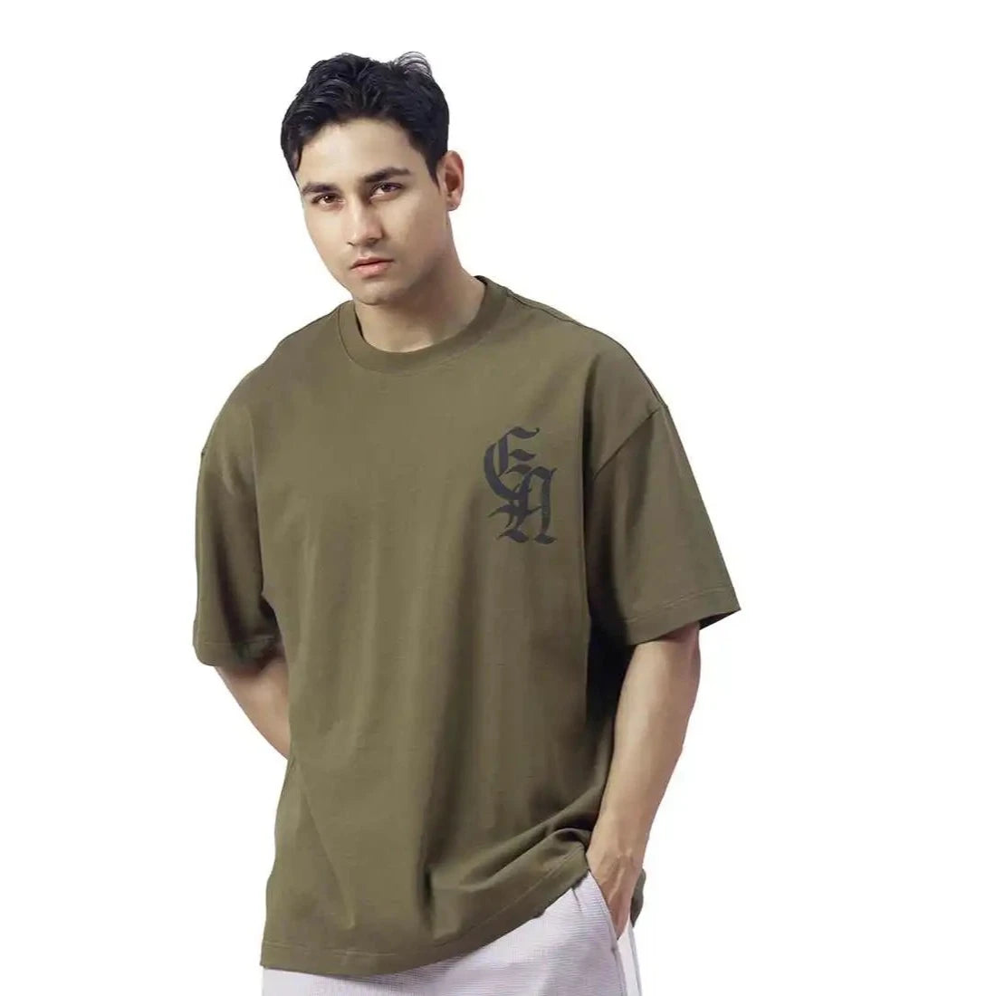 Printed Causal T.Shirt For Men S Army Green S,73,112,21.5, Image