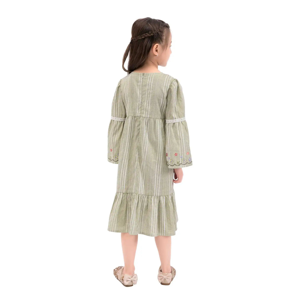 Striped Galabia For Girls 110 | 4-5Y Green Checks 110 | 4-5Y,74,65,36,40 Image