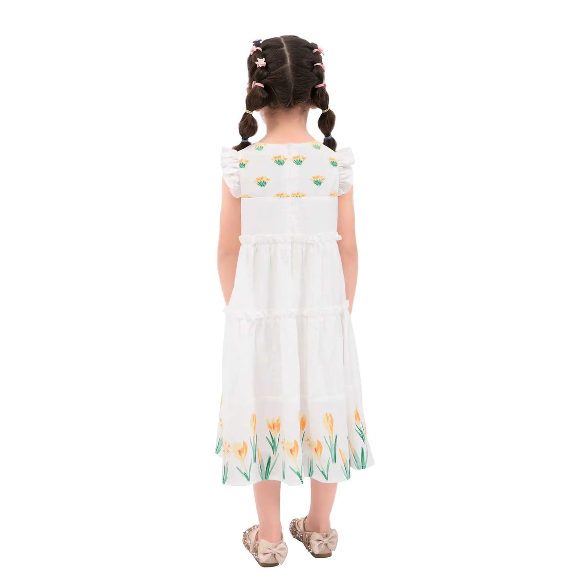 Floral Galabia For Girls 110 | 4-5Y White 110 | 4-5Y,74,63,, Image