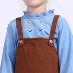 بلوزة بنمط الزهور بياقة بيتر بان واكمام طويلة بكشكشات للبنات