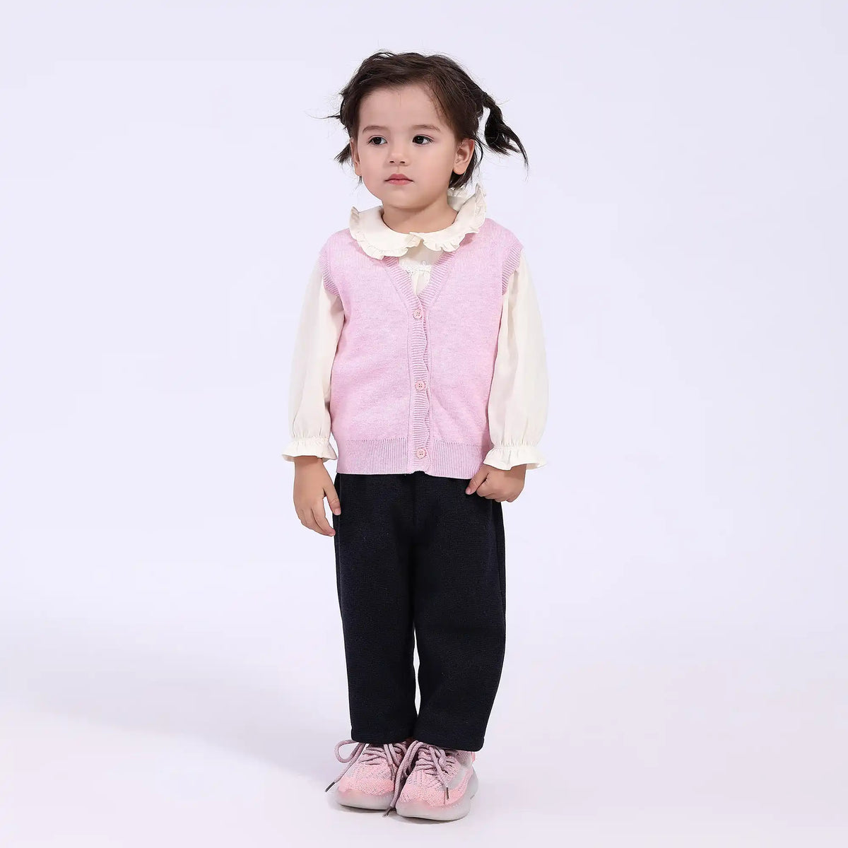 Solid Casual Waistcoat for Babies Girls
