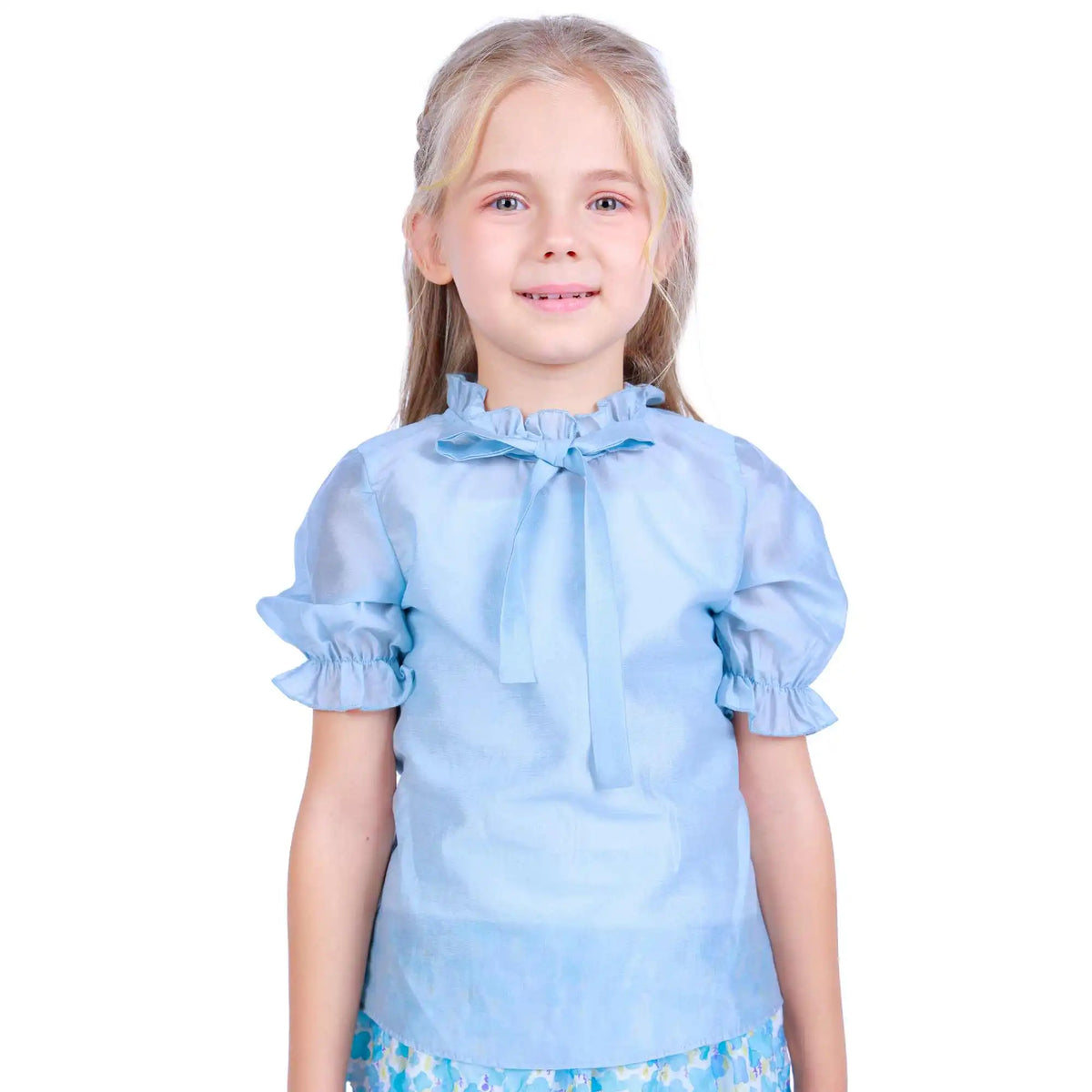 Plain Elegant Blouse For Girls 100 | 3Y Sky Blue 100 | 3Y,38.4,58,20.5, Image