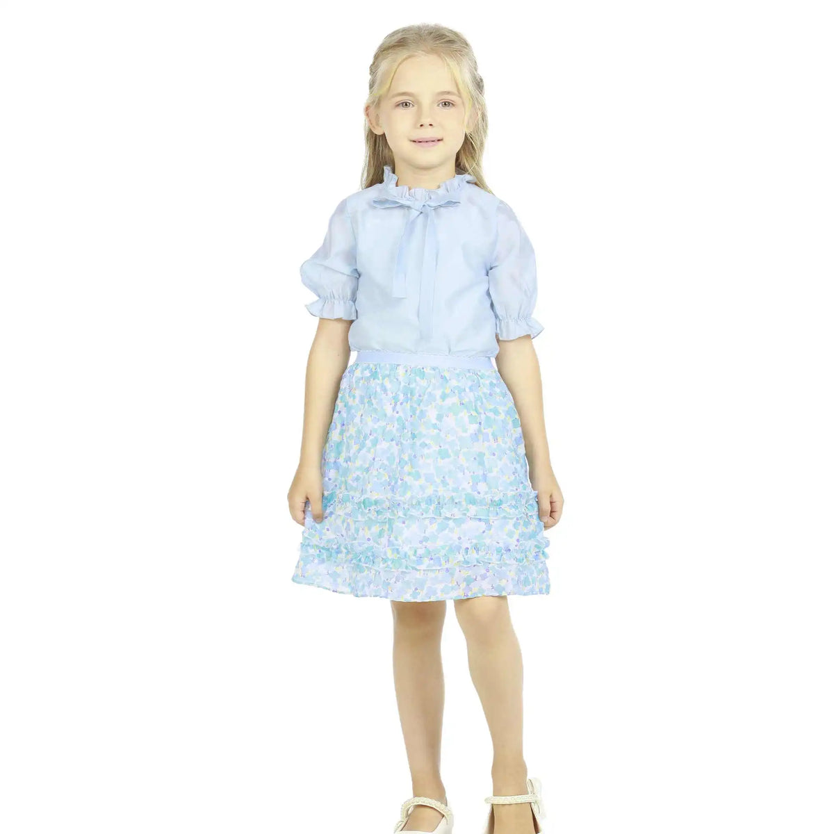 Plain Elegant Blouse For Girls 120 | 5-6Y Sky Blue 120 | 5-6Y,45.5,66,22.5, Image