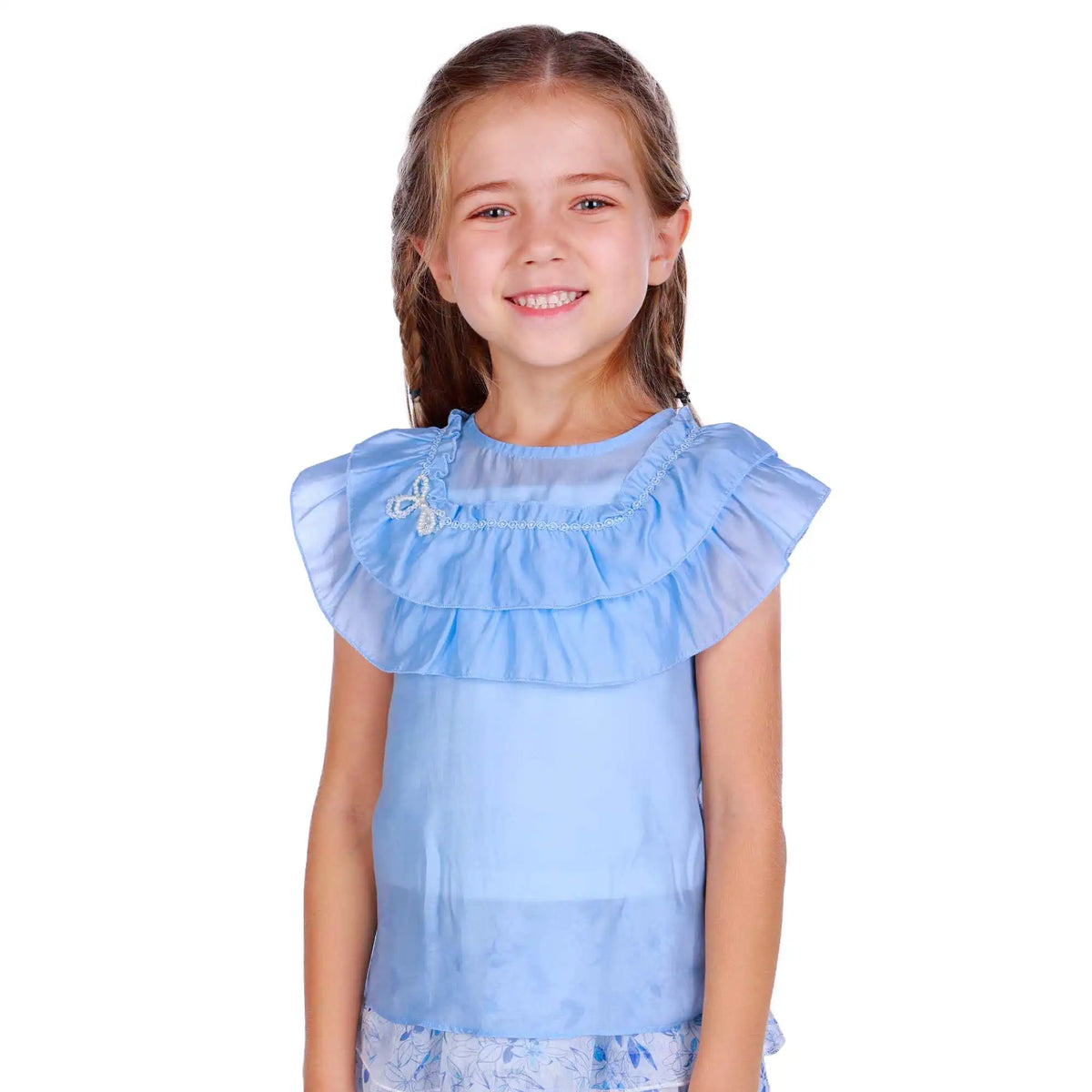 Plain Elegant Blouse For Girls Light Blue Image