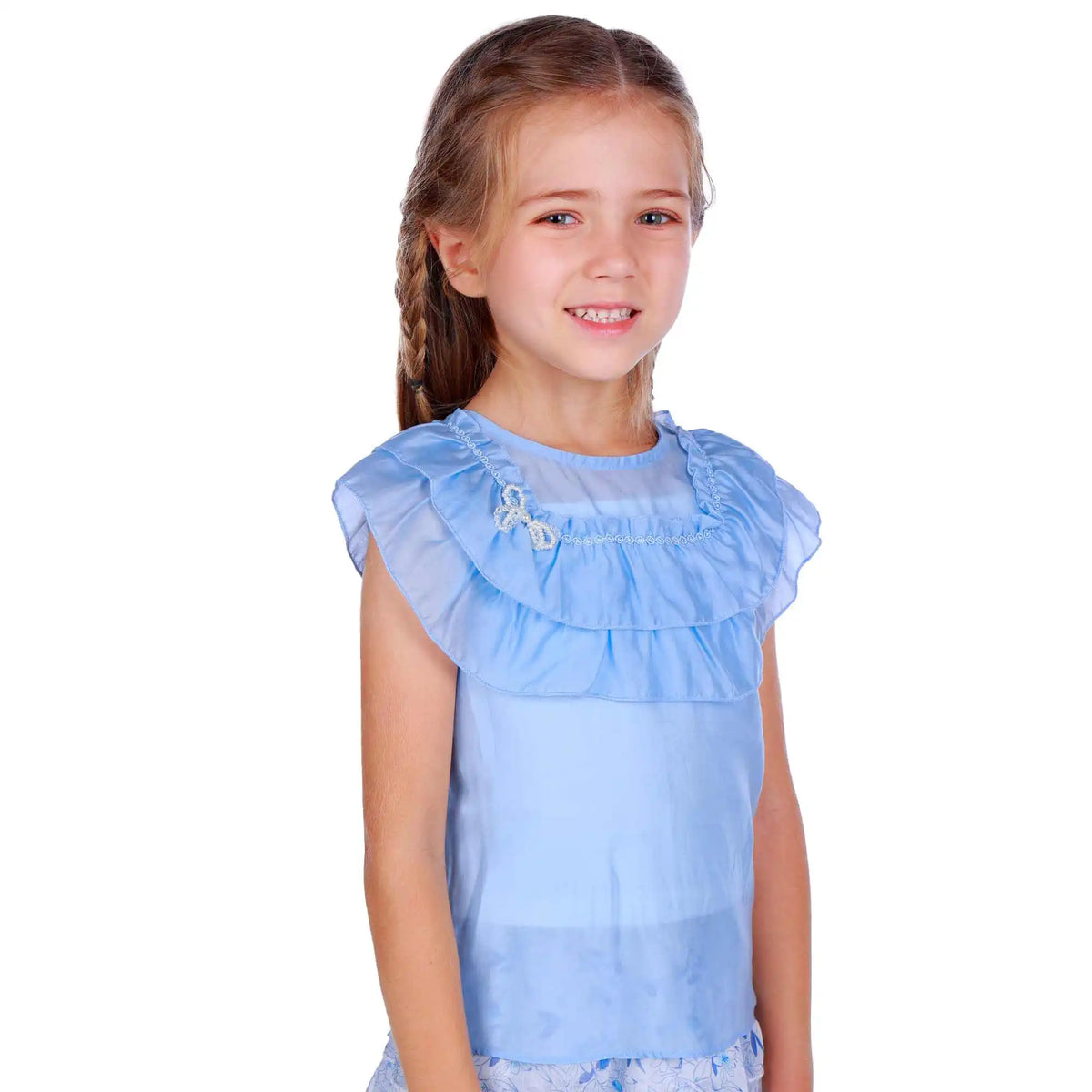 Plain Elegant Blouse For Girls 140 | 8-9Y Light Blue 140 | 8-9Y,52.5,74,, Image