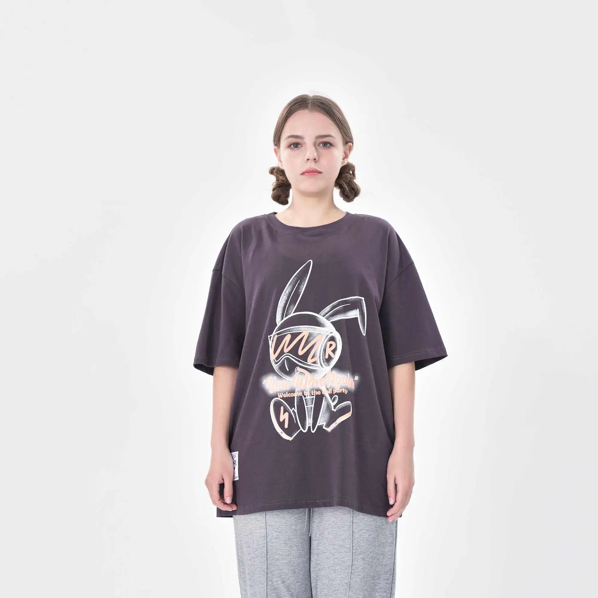 Printed Casual T.Shirt For Women L Dark Gray 73,124,21.6,, Image