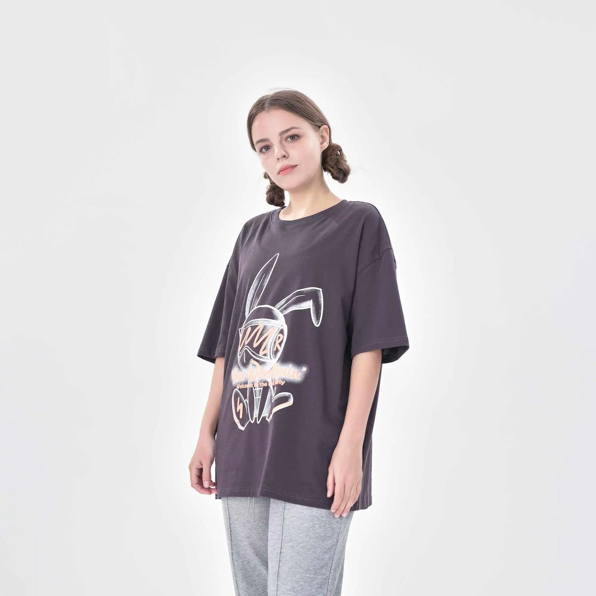 Printed Casual T.Shirt For Women XS Dark Gray 67,112,20.7,, Image