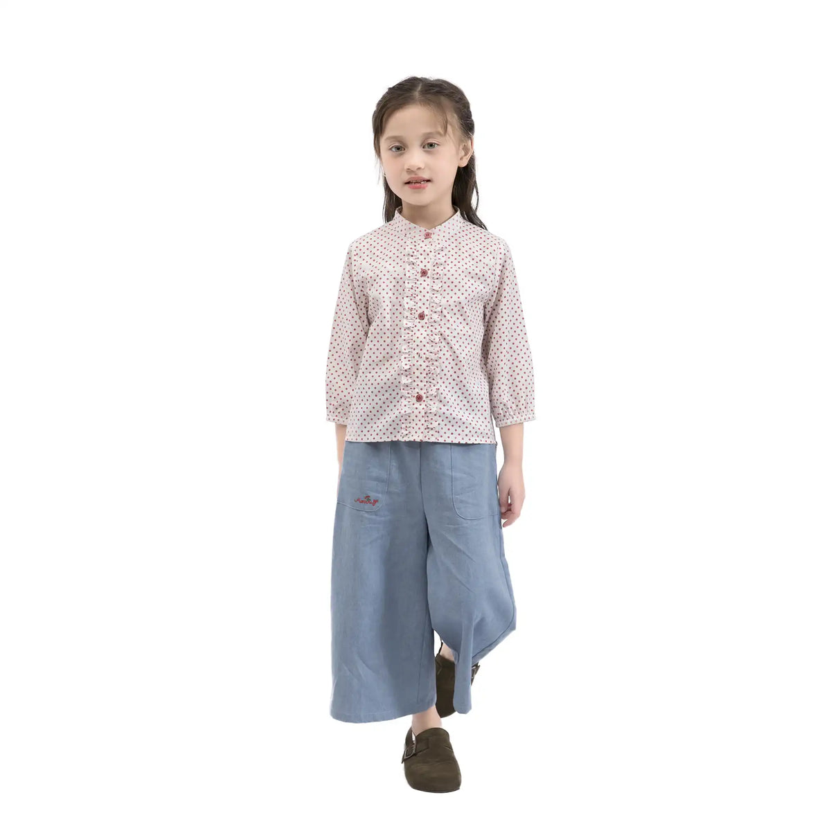 Dotted Casual Shirt For Girls 120 | 5-6Y Red Dots 120 | 5-6Y,44.5,72,26.4, Image