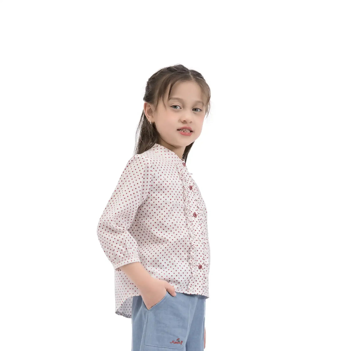 Dotted Casual Shirt For Girls 130 | 7-8Y Red Dots 130 | 7-8Y,47.5,76,28.8, Image