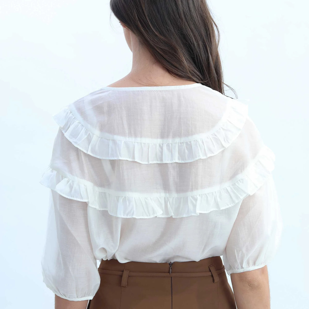 Plain Elegant Blouse For Women M Off White M,64.5,115,26, Image