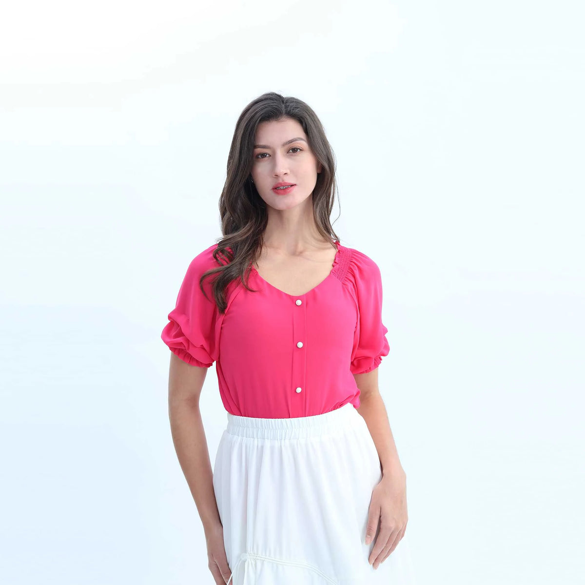 Plain Elegant Blouse For Women L Rose L,57,106,33.1, Image