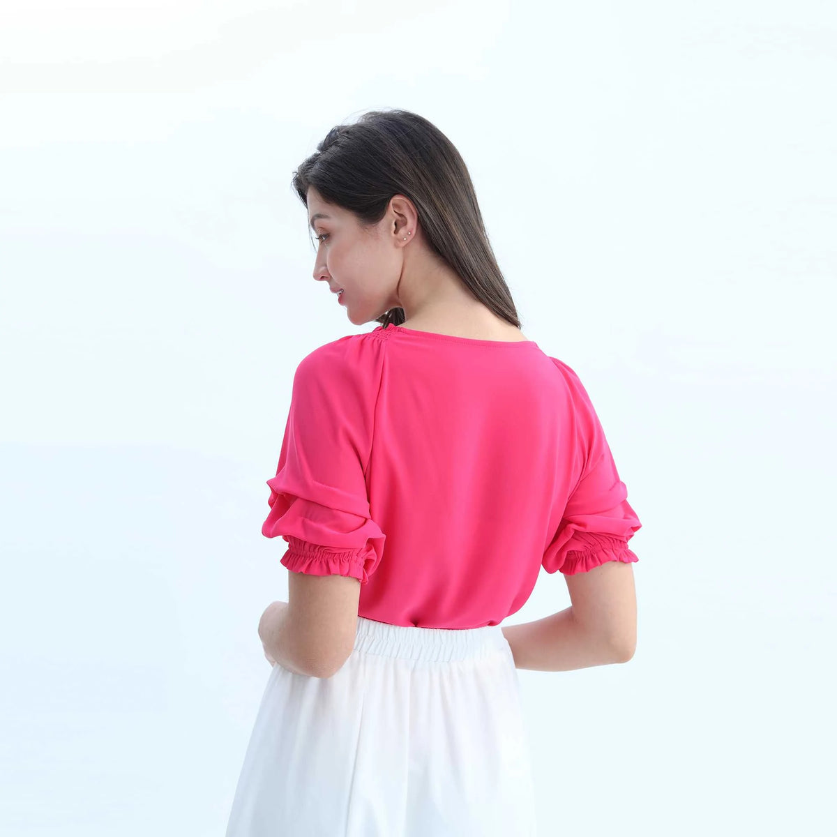 Plain Elegant Blouse For Women M Rose M,56,102,32.3, Image