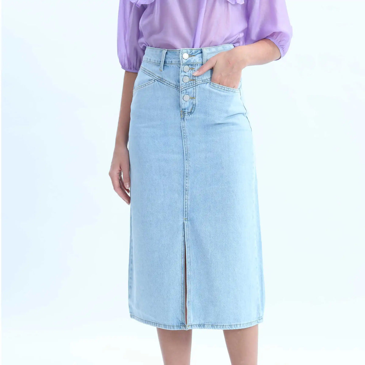 Straight-Leg Elegant Skirt For Women XL Light Blue XL,87,80,,106 Image