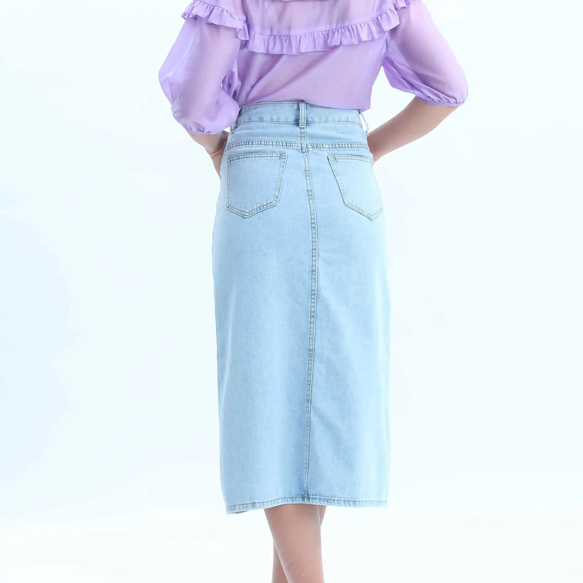 Straight-Leg Elegant Skirt For Women M Light Blue M,85,72,,98 Image