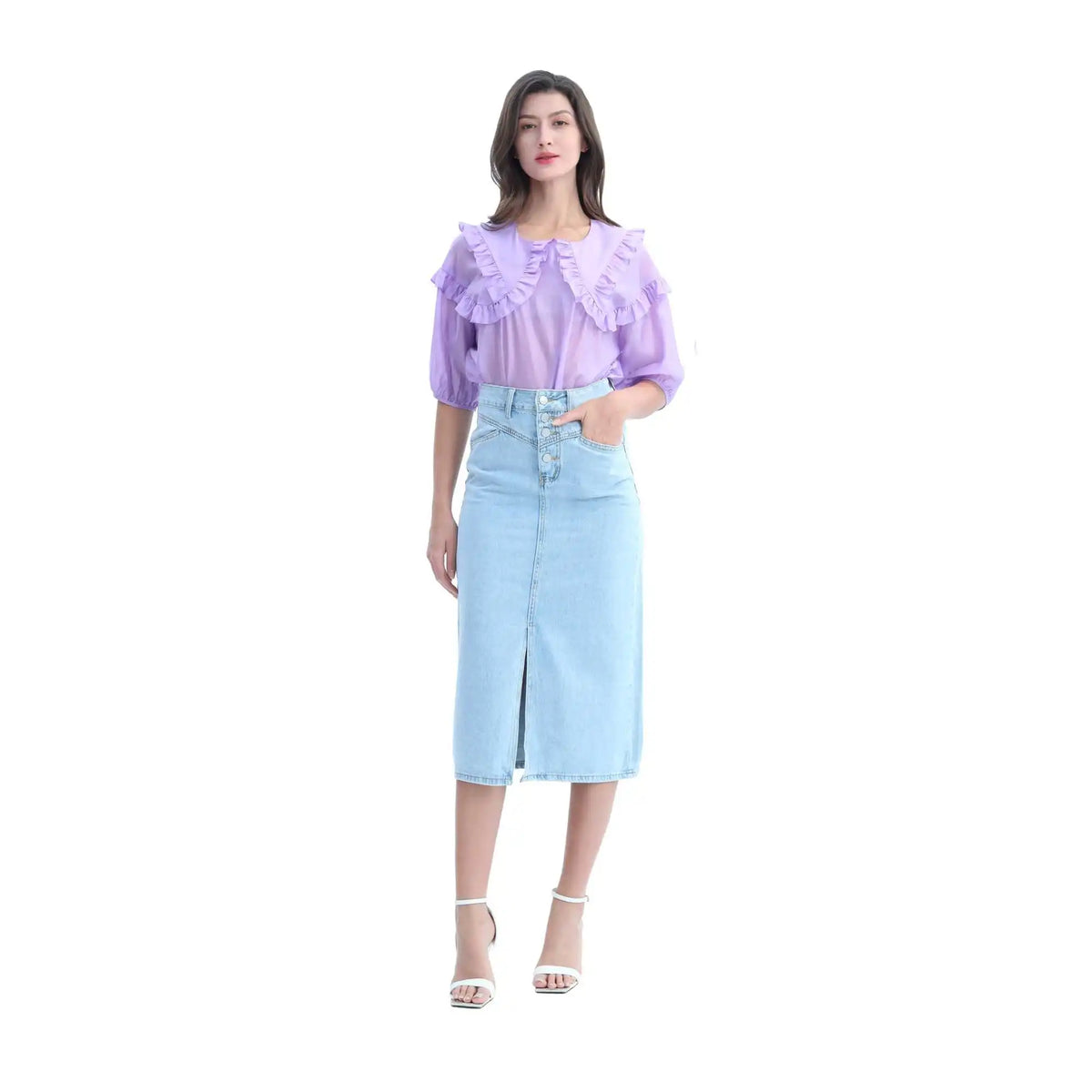 Straight-Leg Elegant Skirt For Women L Light Blue L,86,76,,102 Image