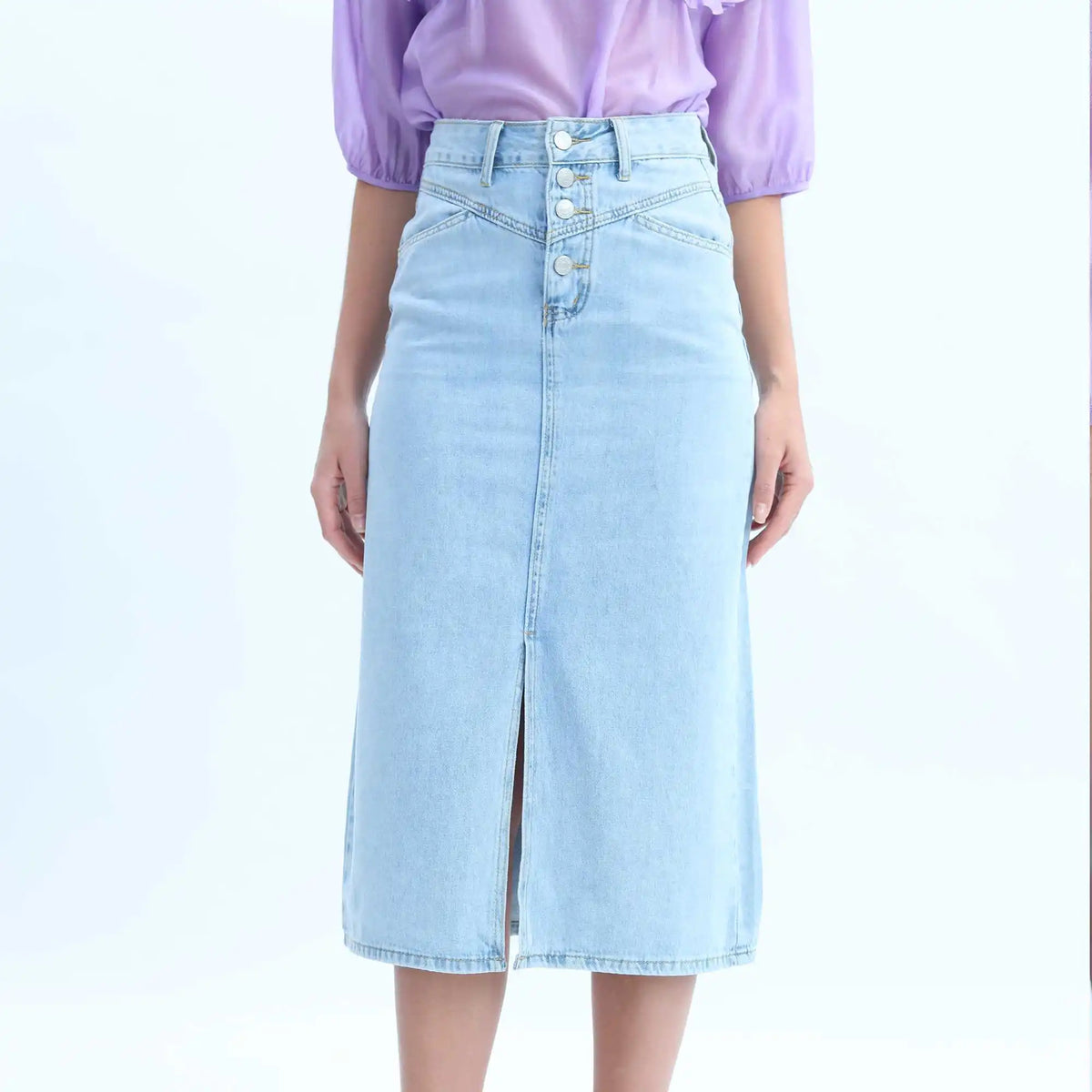 Straight-Leg Elegant Skirt For Women S Light Blue S,84,68,,94 Image