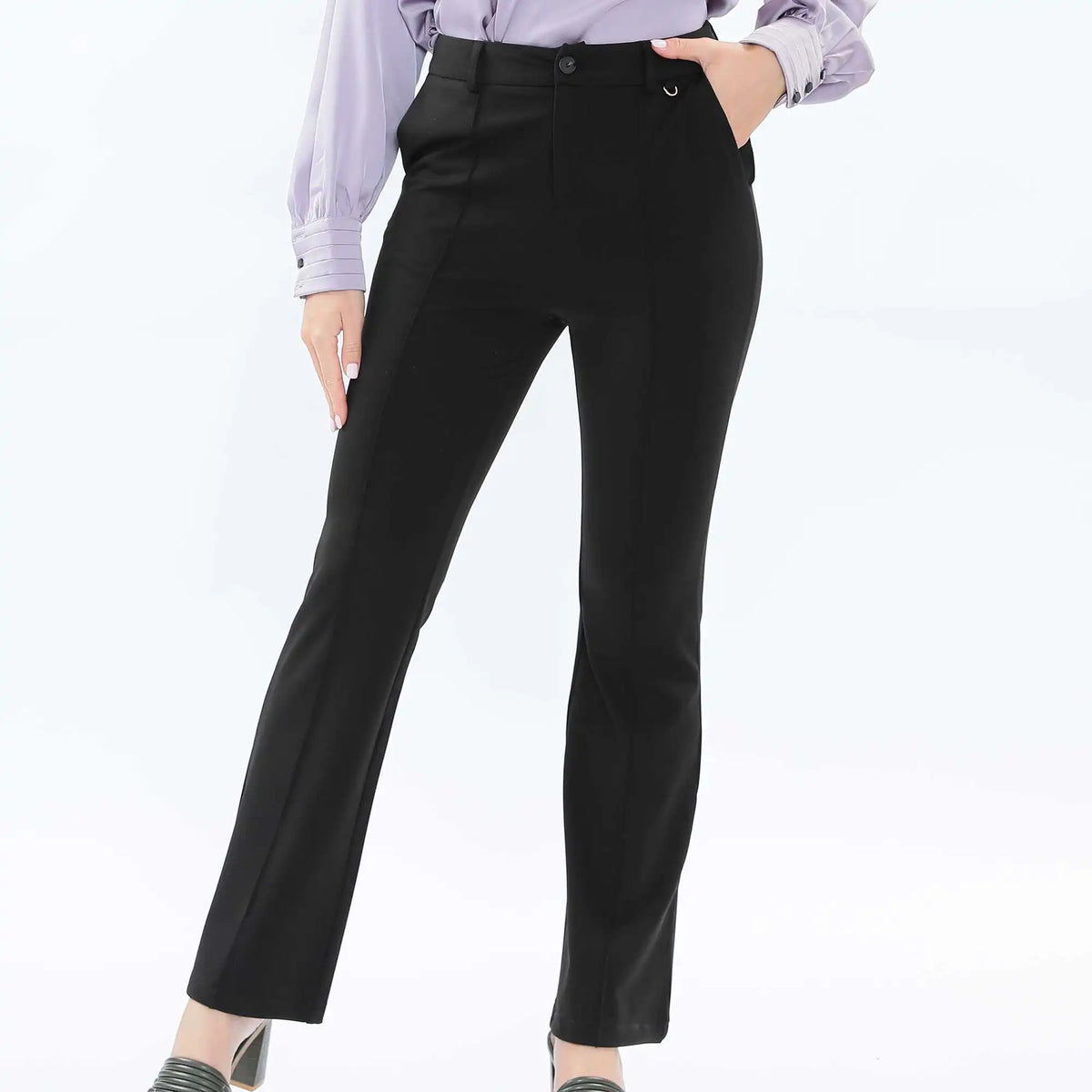 Bell-Bottom Fashion Pants For Women 28 Black 28,105.5,72.5,58.7,96.5 Image