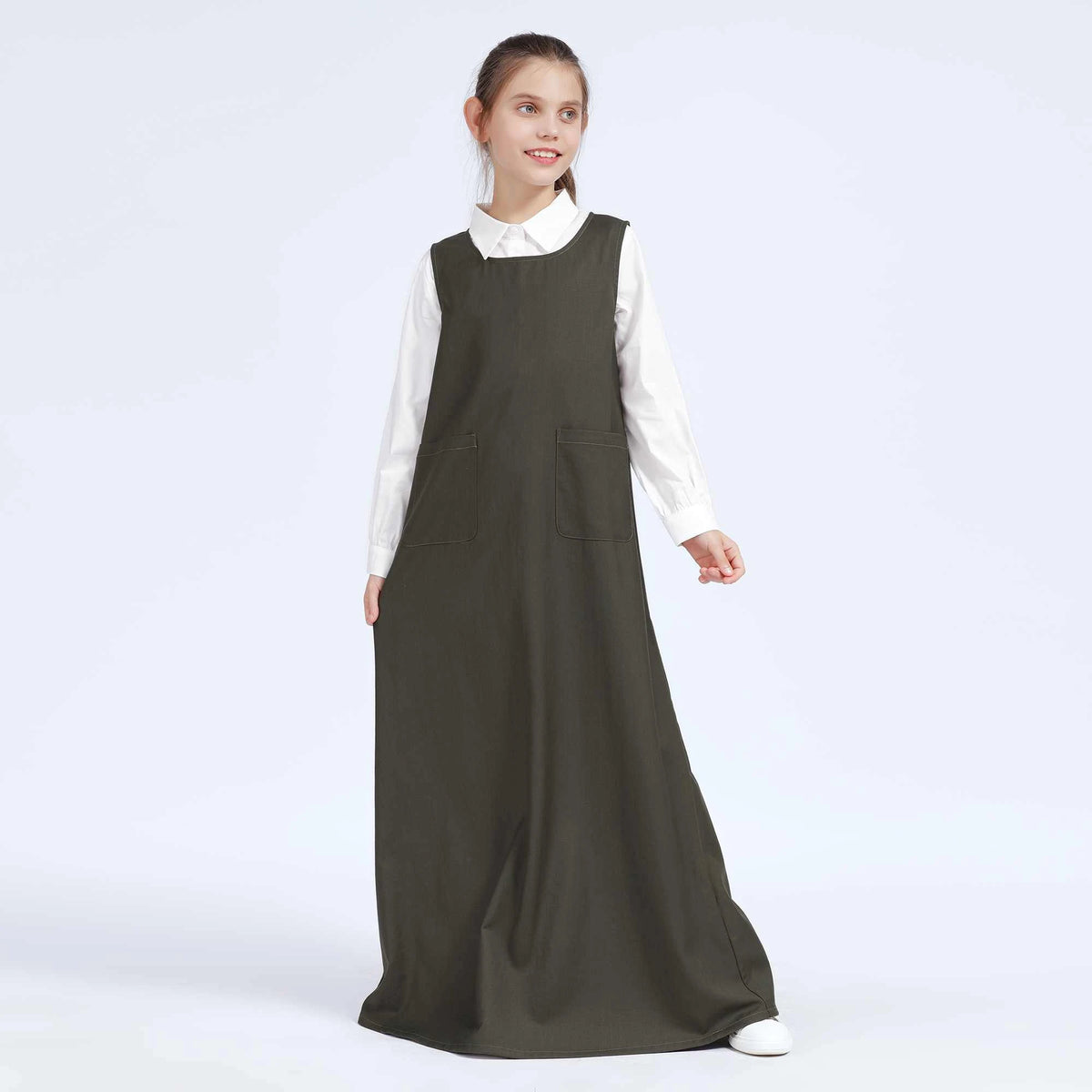 Plain Dress for Girls 48S | 11-12 Y Army Green 48S | 11-12 Y,122,84,, Image