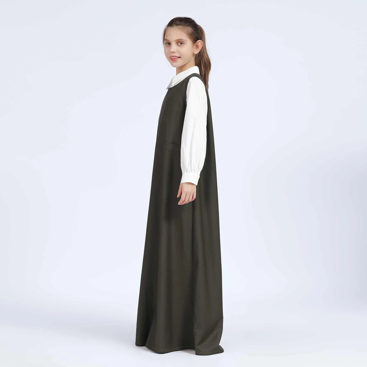 Plain Dress for Girls 48M | 11-12 Y Army Green 48M | 11-12 Y,122,88,, Image