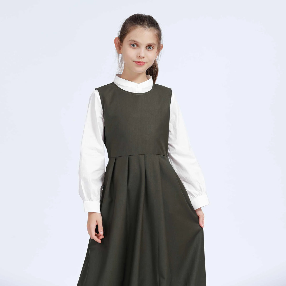 Plain Dress for Girls 50S | 12-13 Y Army Green 50S | 12-13 Y,127,81,,74 Image