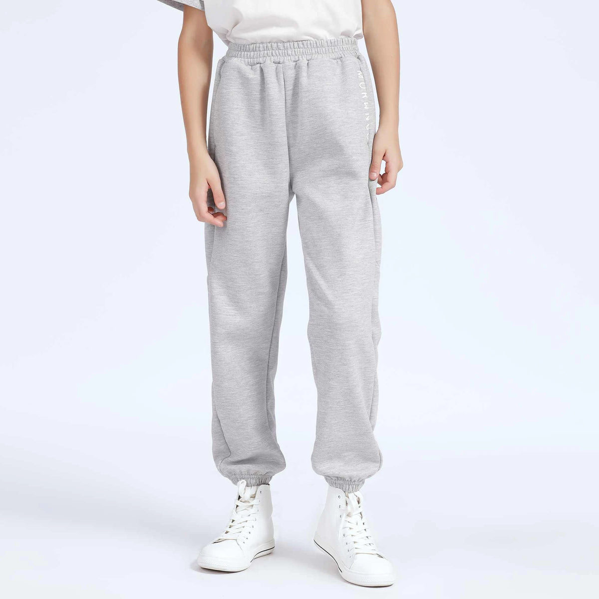 Solid Pants for Girls Gray Image