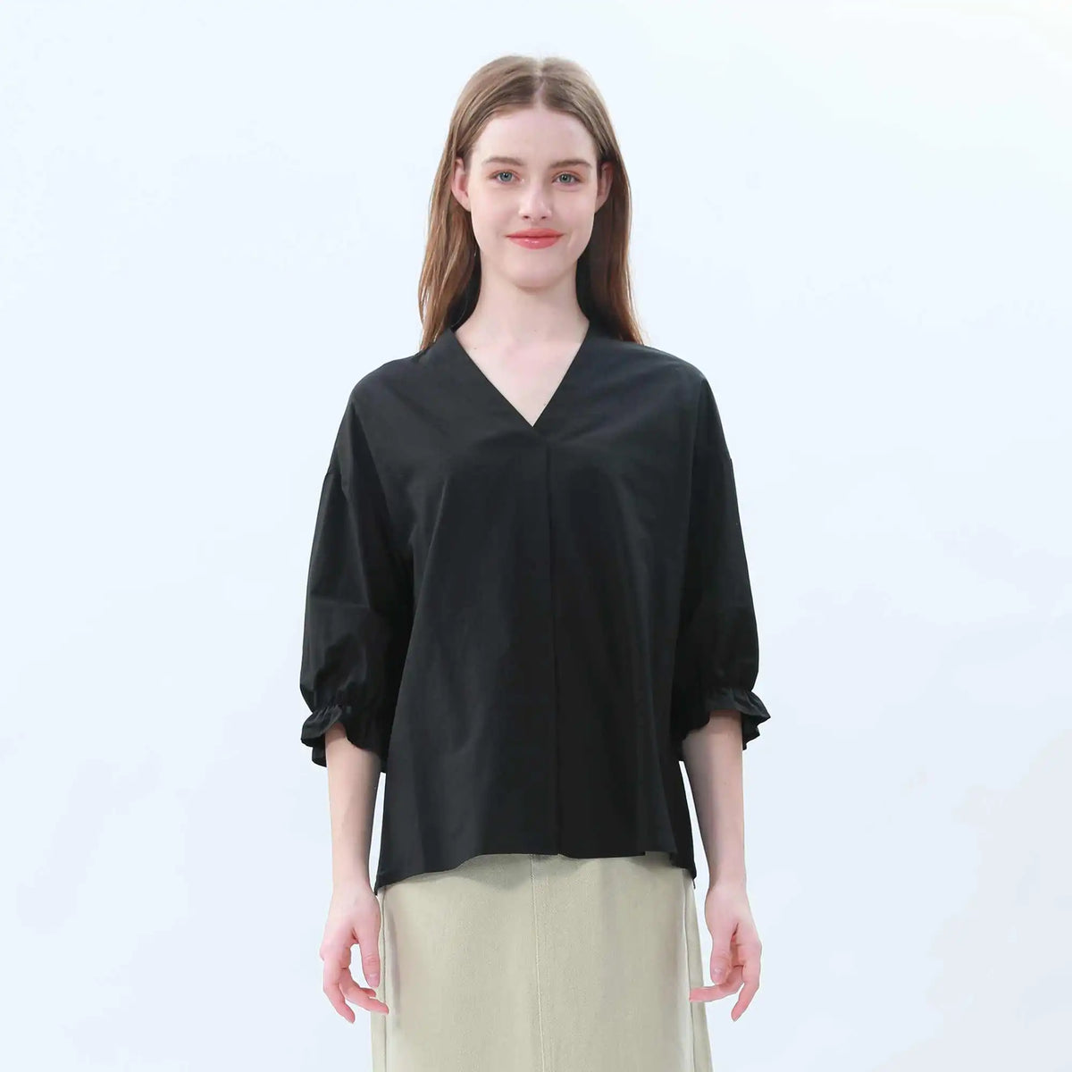 Plain Classic Blouse For Women Black Image