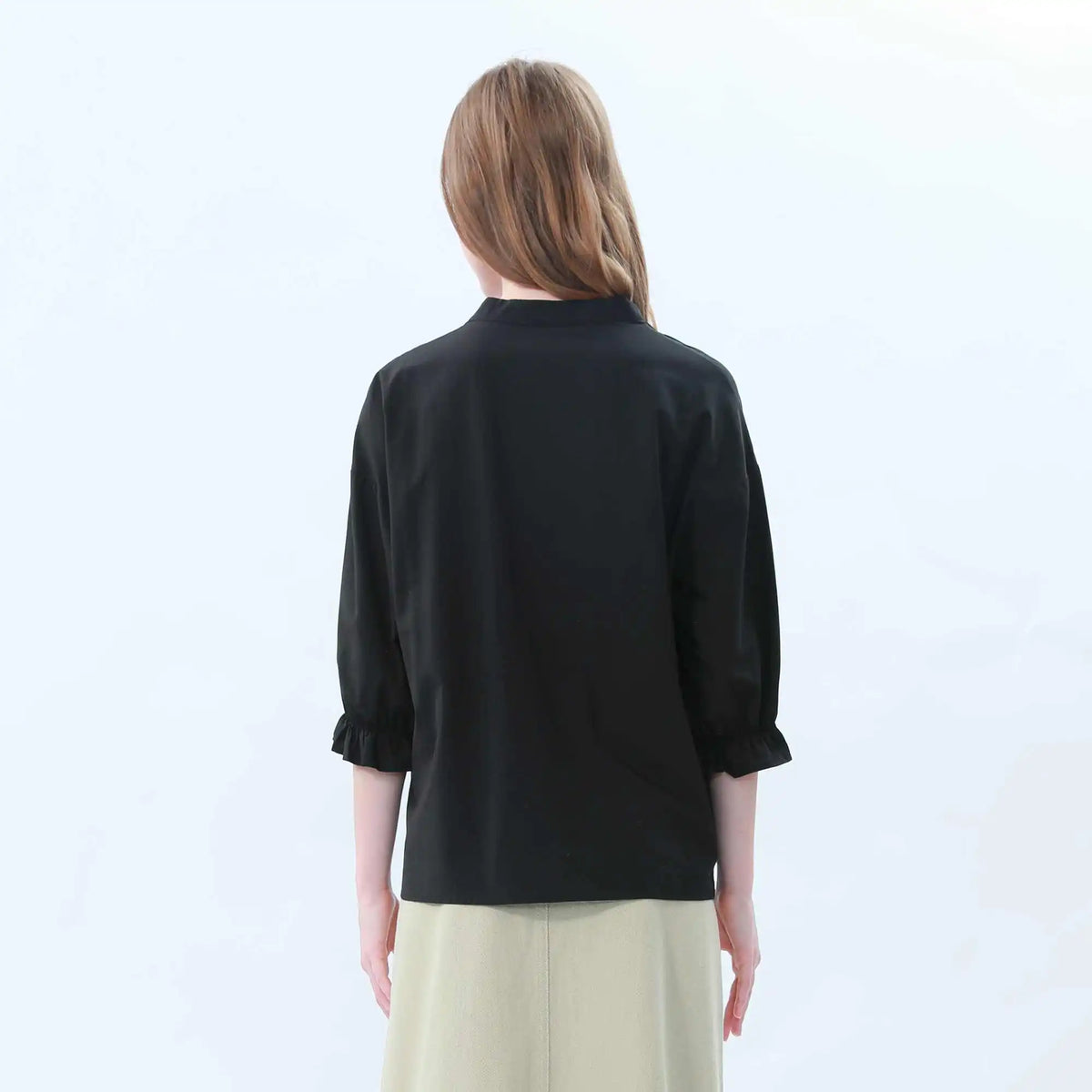 Plain Classic Blouse For Women M Black M,62,110,32.5, Image