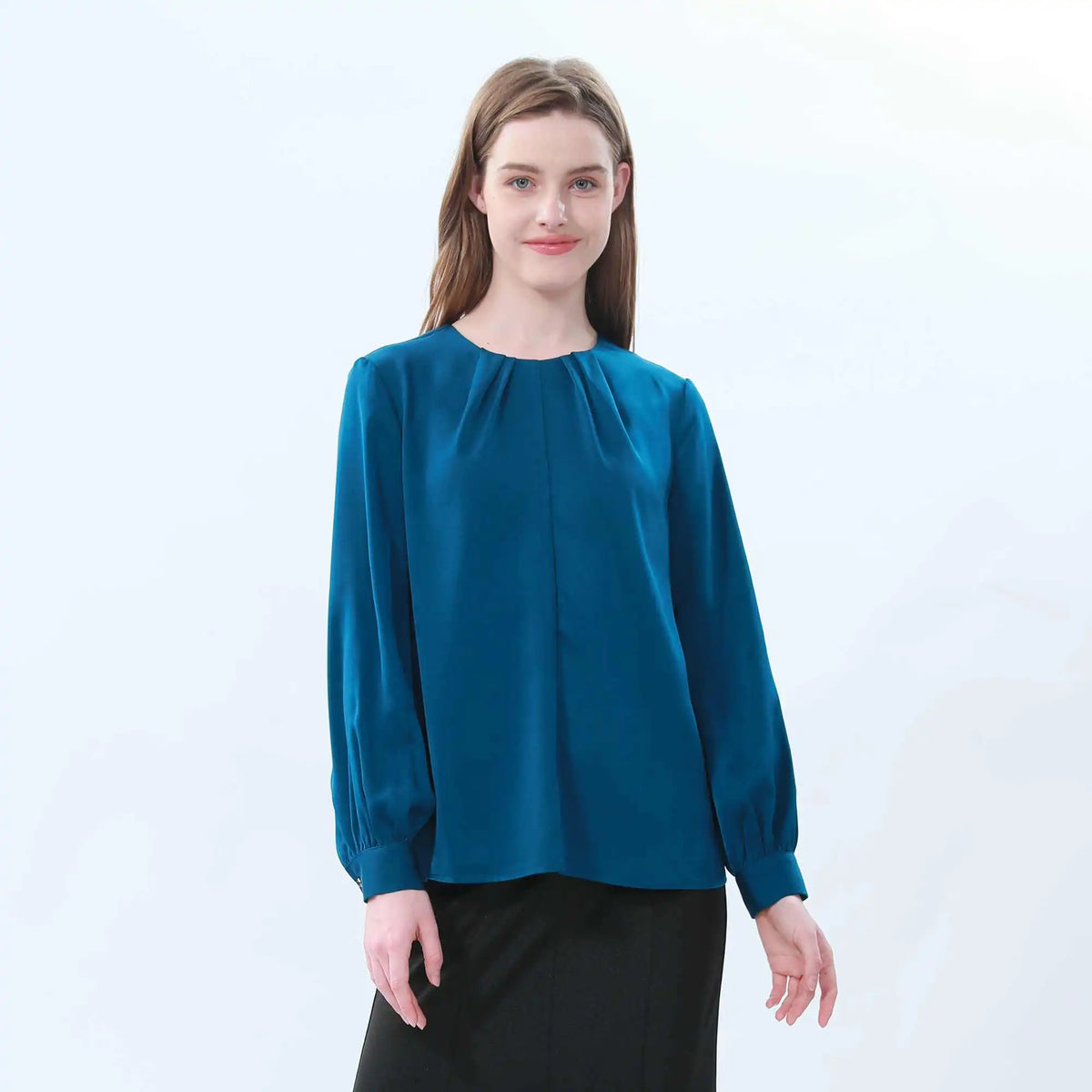 Plain Classic Blouse For Women XL Dark Green XL,64,108,59, Image