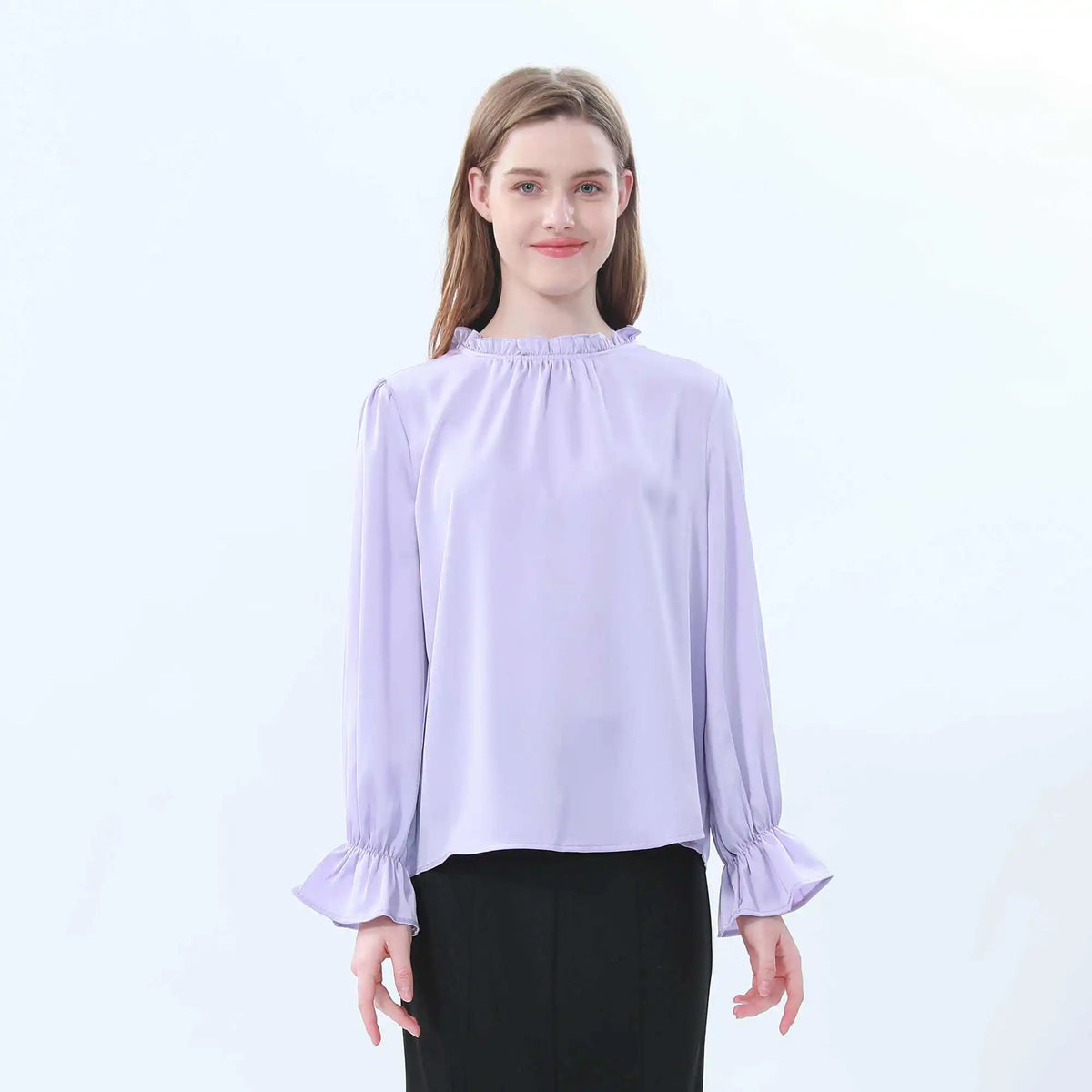 Plain Classic Blouse For Women S Light Purple S,60,96,60, Image