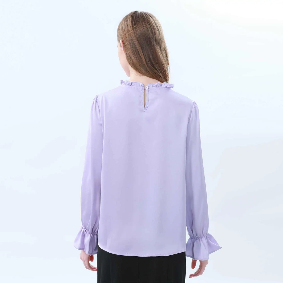 Plain Classic Blouse For Women XL Light Purple XL,62,108,61, Image