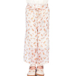Beige Floral Classic Pants for Girls Image