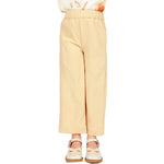Beige Yellow Plain Classic Pants for Girls Image