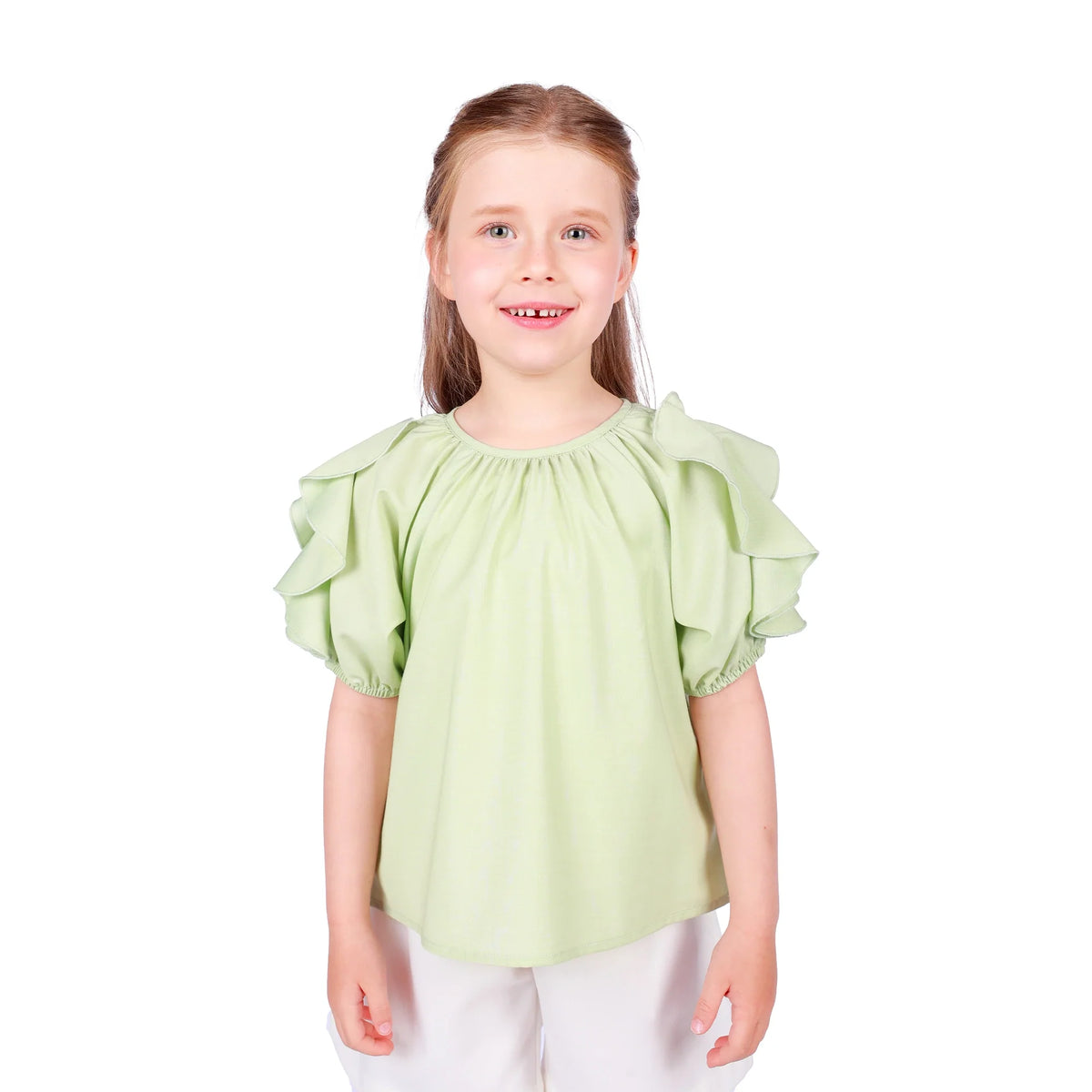 Plain Classic Blouse for Girls Light Green Image