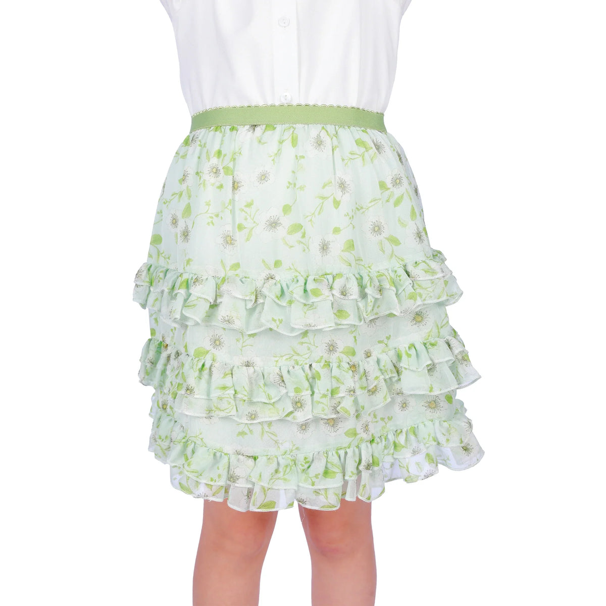 Floral Classic Skirt for Girls Light Green Image