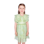 Light Green Printed Classic Dress for Girls Image