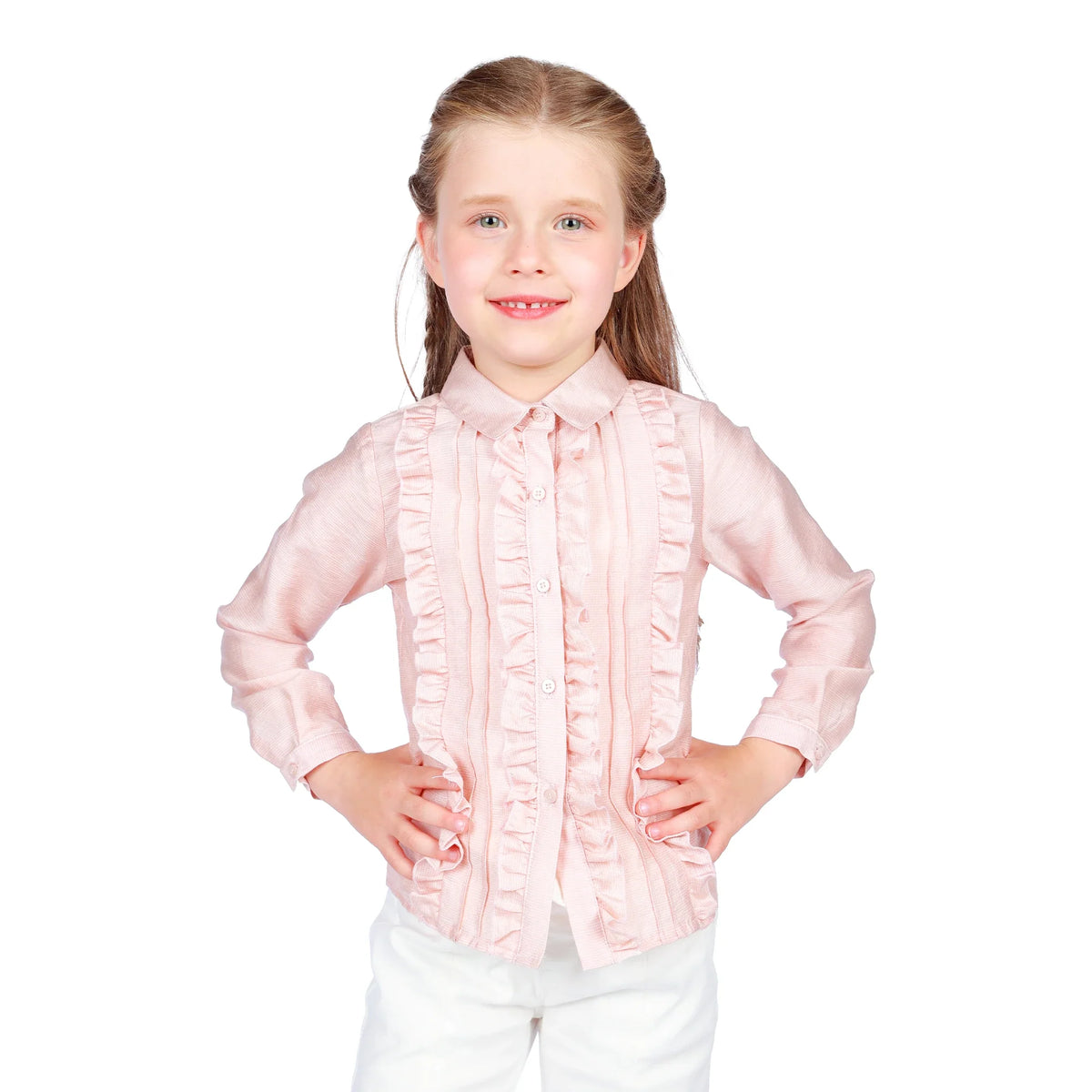 Checked Classic Shirt for Girls Light Pink Image