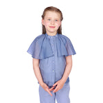 Blue Purple Plain Classic Shirt for Girls Image