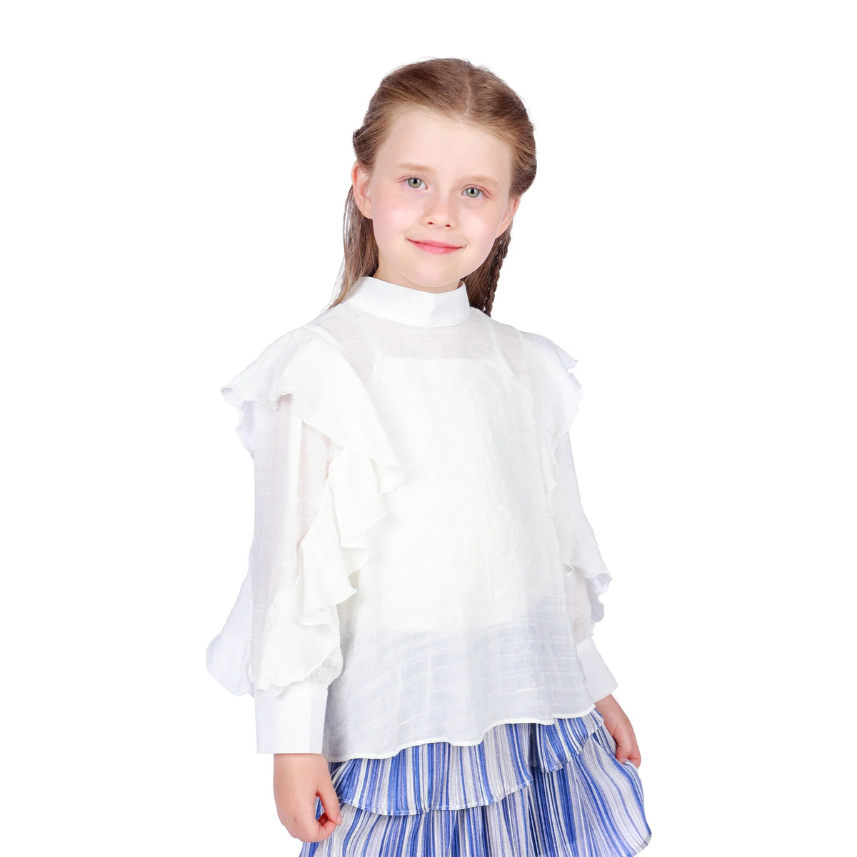 Jacquard Classic Blouse for Girls Off White Image