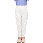 White Plain Classic Pants for Girls Image