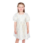 Blue Purple Floral Classic Dress for Girls Image