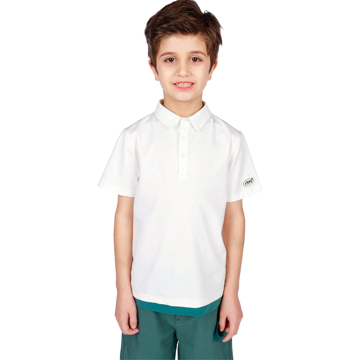 Badge Classic Polo Shirt for Boys Off White Image