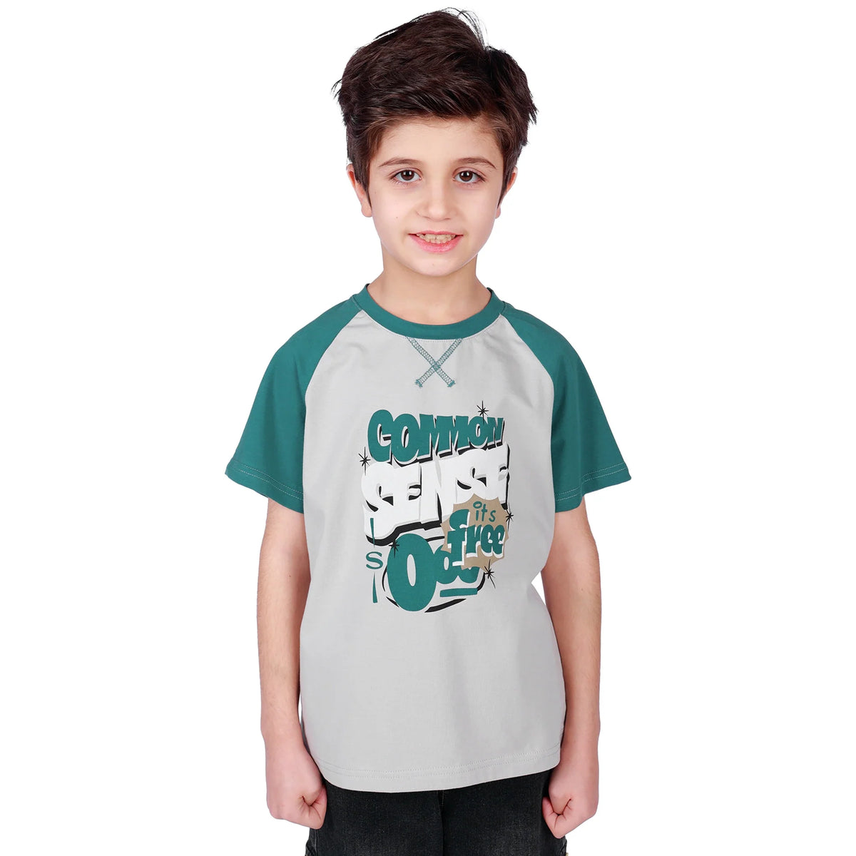 Printed Classic T.Shirt for Boys Light Gray Image