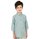 Green Striped Classic Shirt for Boys Image