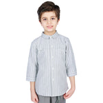 Gray Striped Classic Shirt for Boys Image